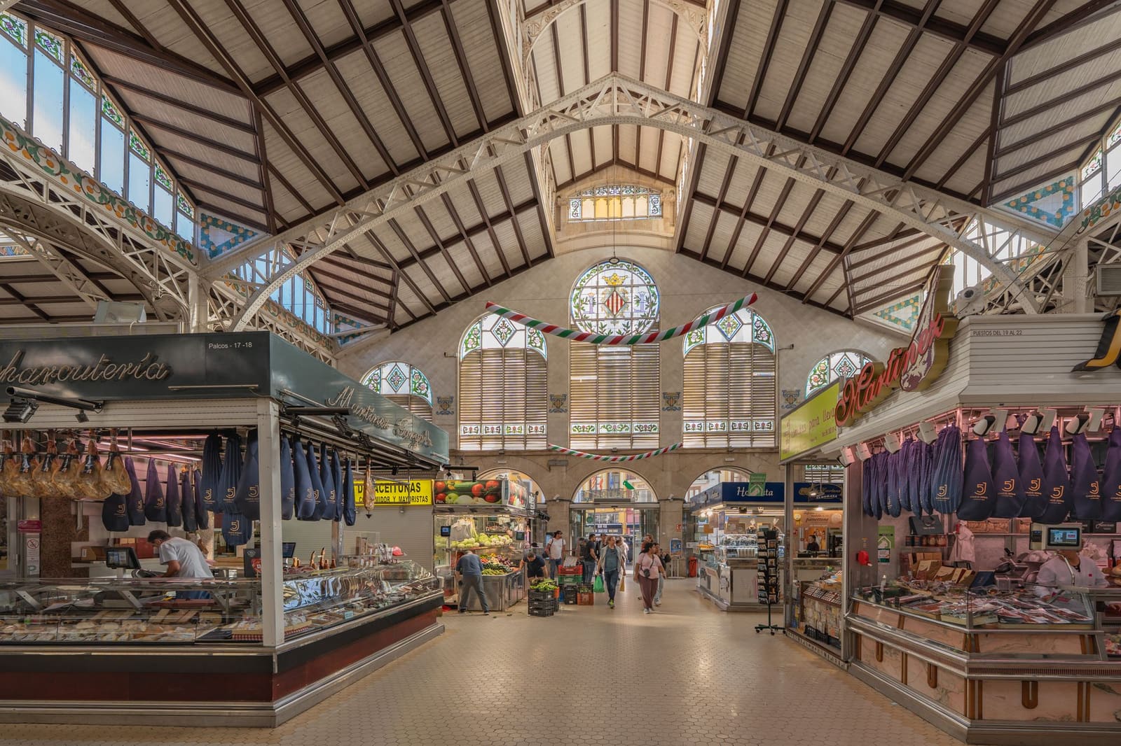 Fruit and vegetable stalls at Valencia's Central Market